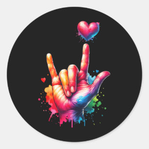 Valentinstag Colorful Asl I Liebe Sie Herzchen Fra Runder Aufkleber