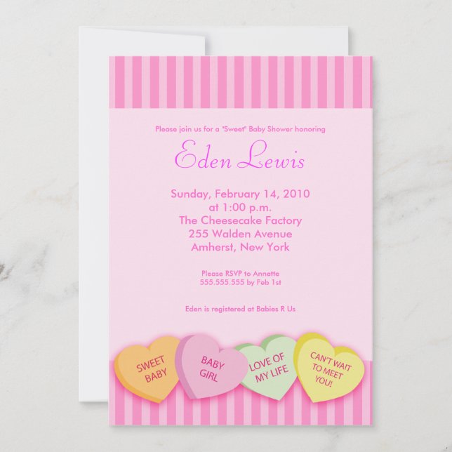 Valentinstag Conversation Heart Baby Shower Einladung (Vorderseite)