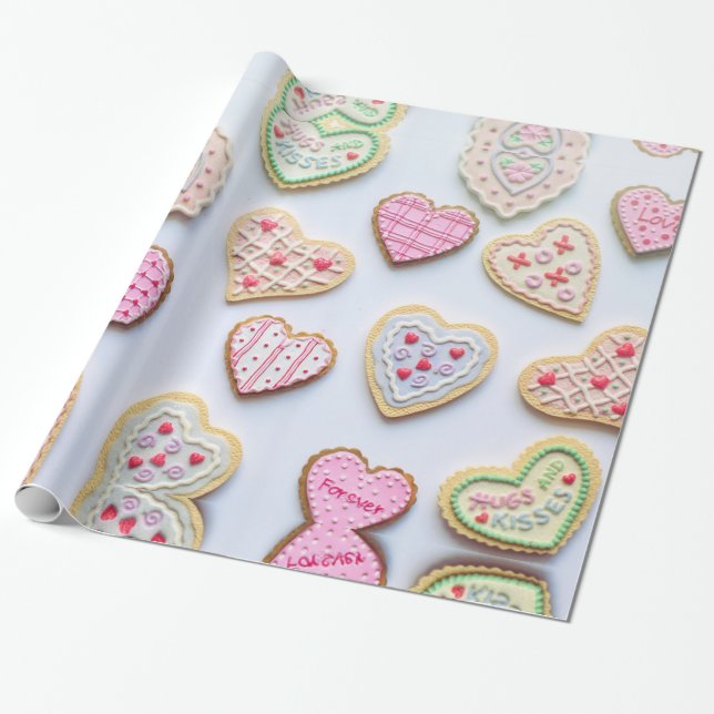 Valentinstag Cookies Wrapping Paper Geschenkpapier (Ungerollt)