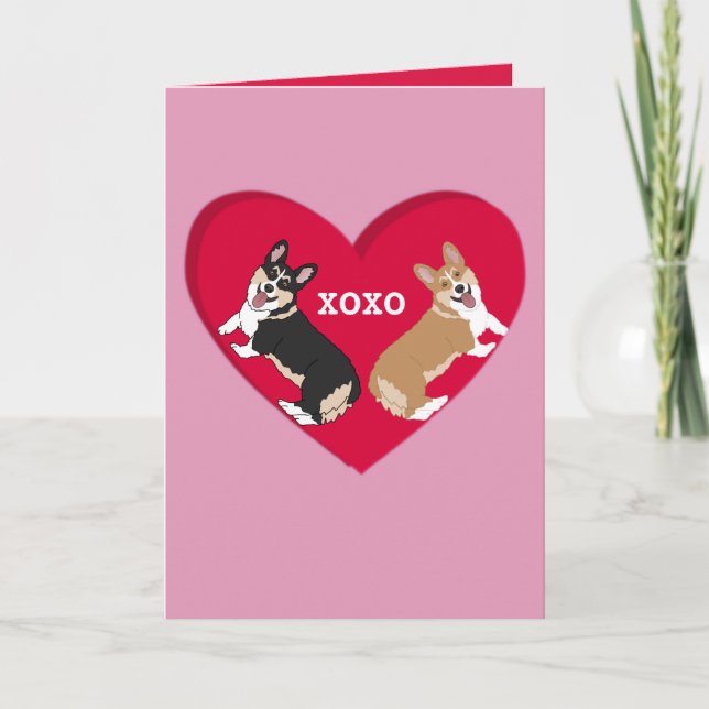 Valentinstag Corgi Feiertagskarte (Vorderseite)