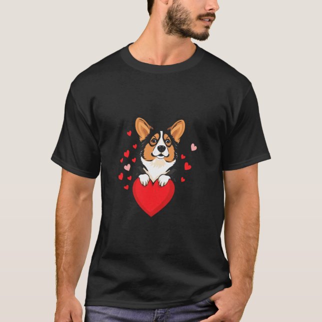 Valentinstag-Corgi-Herz T-Shirt (Vorderseite)