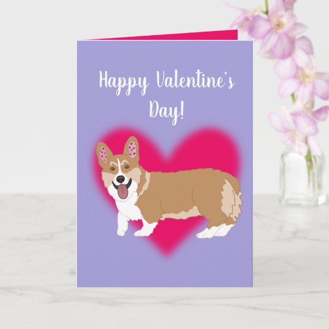 Valentinstag Corgi Karte (Orchidee)