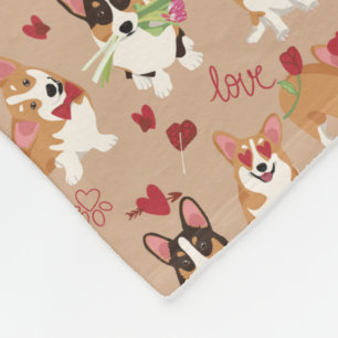 Valentinstag Corgi Liebesmuster Kuschel Fleece Dec
