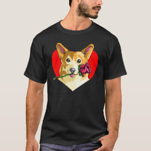 Valentinstag Corgi Rose Herz Frauen Männer Mädchen T-Shirt