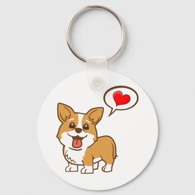 Valentinstag Corgi Schlüsselanhänger (Vorderseite)