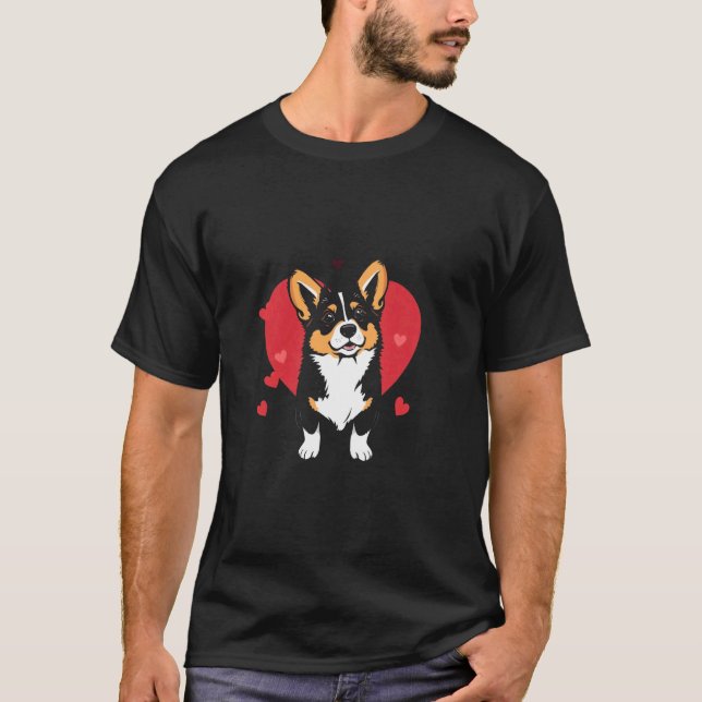Valentinstag-Corgi T-Shirt (Vorderseite)