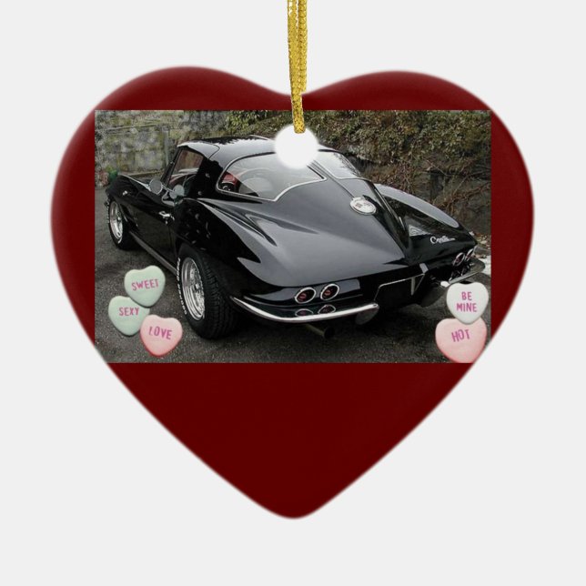 Valentinstag Corvette Keramikornament (Vorne)