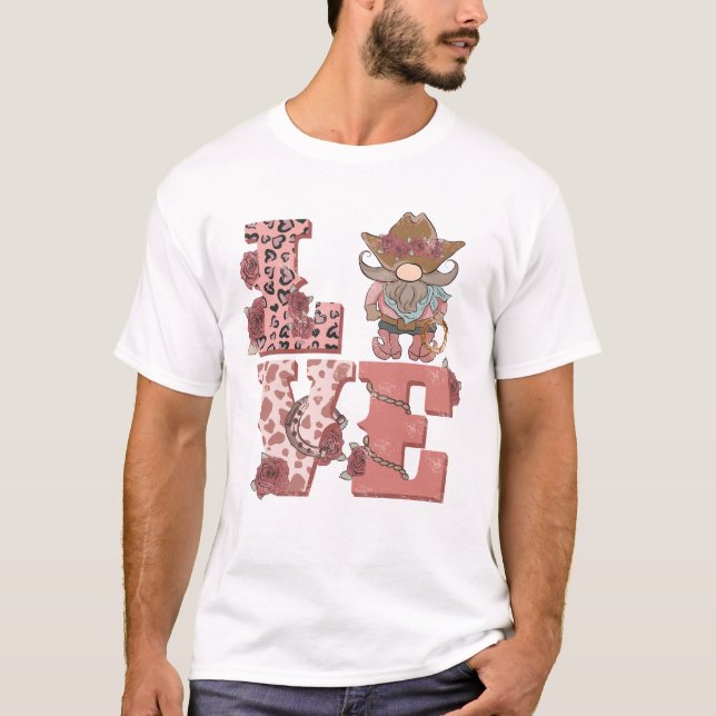 Valentinstag Cowboy Gnome T-Shirt (Vorderseite)