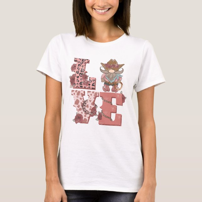 Valentinstag Cowboy Gnome T-Shirt (Vorderseite)