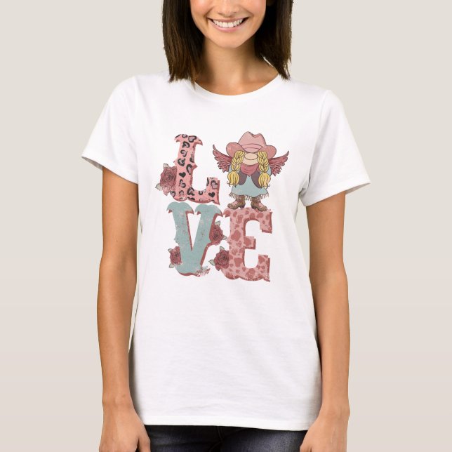 Valentinstag Cowgirl-Liebe T-Shirt (Vorderseite)
