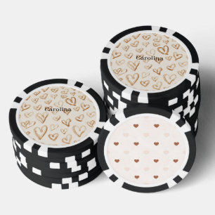Valentinstag Cremebraune Herzen Pokerchips