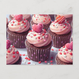 Valentinstag-Cupcakes mit Streuseln und Herzen Feiertagspostkarte
