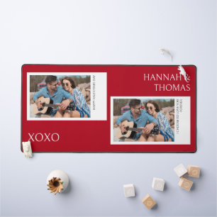 Valentinstag Custom Two Foto Collage Desk Mat Schreibtischunterlage
