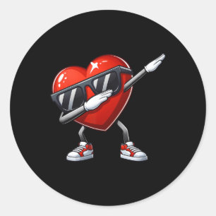 Valentinstag Dabbing Herz Jungen Mädchen Kind Runder Aufkleber