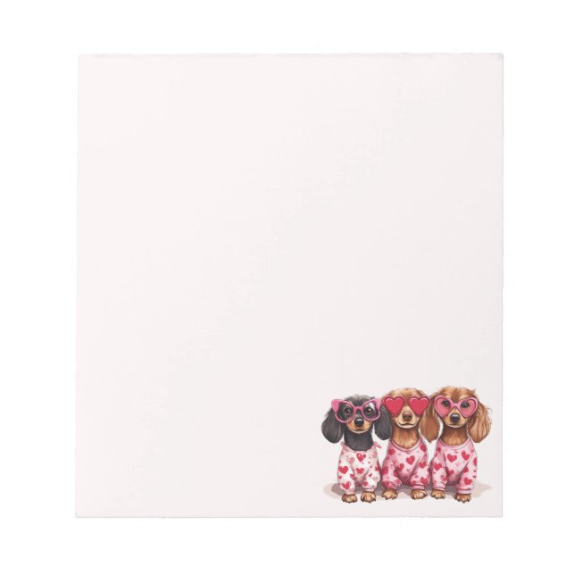 Valentinstag Dachshund Hunde Notizblock (Vorderseite)
