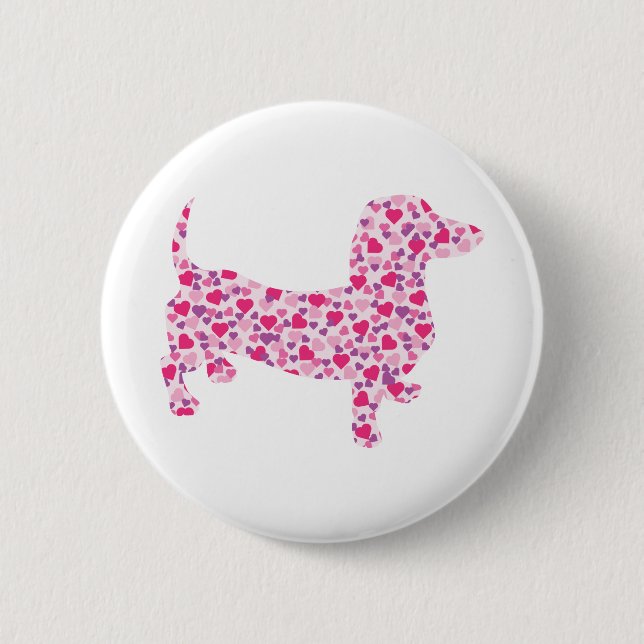 Valentinstag-Dackel Button (Vorderseite)