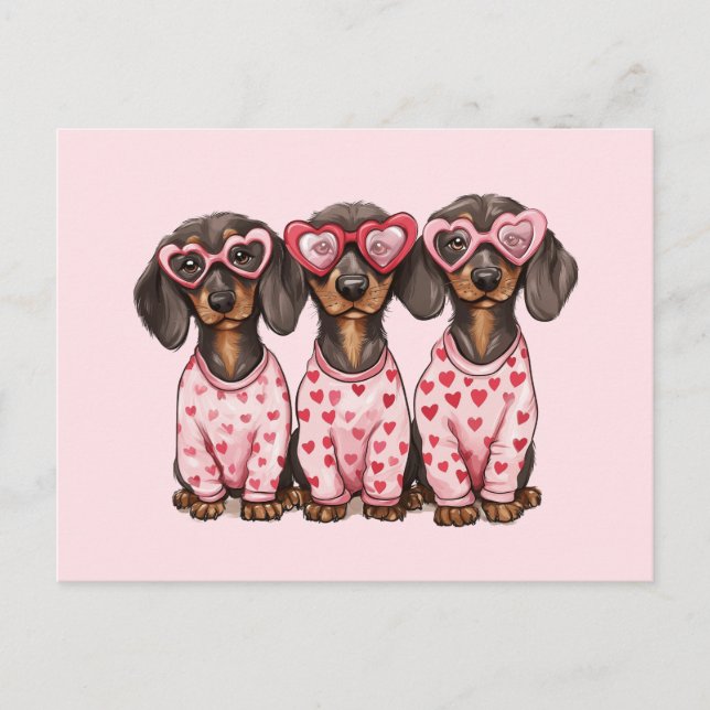 Valentinstag Dackel Hunde Postkarte (Vorderseite)