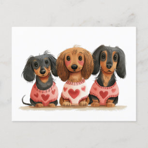 Valentinstag Dackel Hunde Postkarte