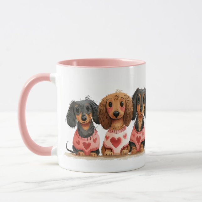 Valentinstag Dackel Hunde Tasse (Links)