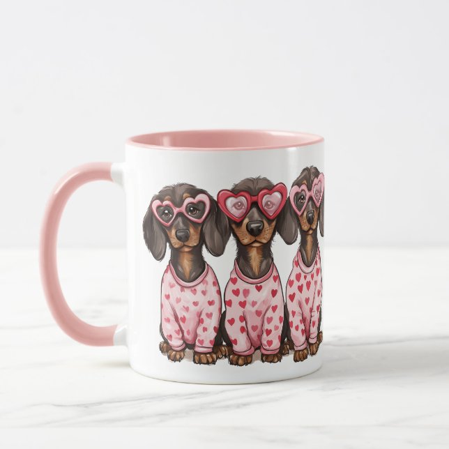 Valentinstag Dackel Hunde Tasse (Links)