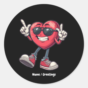 Valentinstag Dancing Heart Boys Girls Liebe Runder Aufkleber