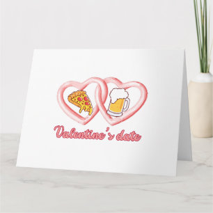 Valentinstag-Date-Pizza-Bier Karte