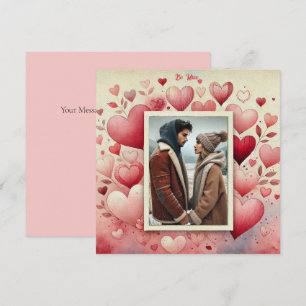 Valentinstag Dein Foto Herzen Rot Rosa Creme Feiertagskarte