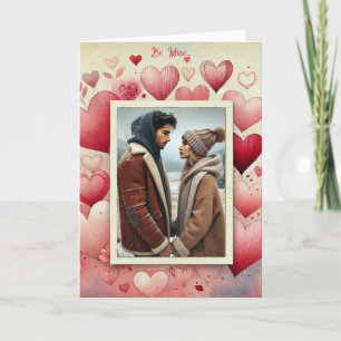 Valentinstag Dein Foto hört rosa Creme Feiertagskarte