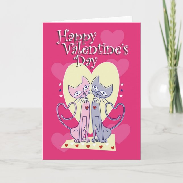 Valentinstag der Katze Feiertagskarte (Vorderseite)
