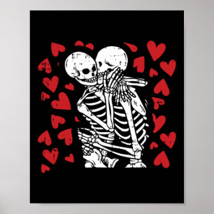 Valentinstag der Niedlichen Knochen Liebe umarmen Poster