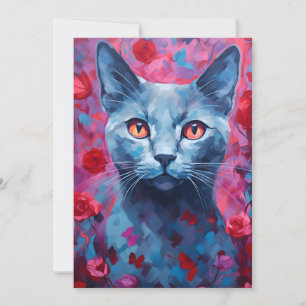 Valentinstag der russischen Blauen Katze Feiertagskarte