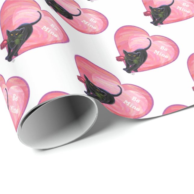 Valentinstag der Schwarzen Katze Geschenkpapier (Rolleneckpunkt)