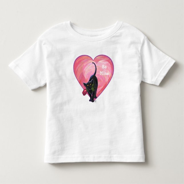 Valentinstag der Schwarzen Katze Kleinkind T-shirt (Vorderseite)