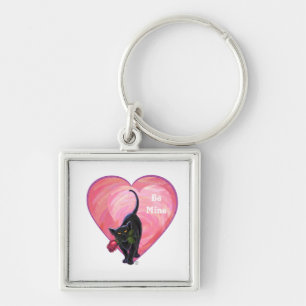 Valentinstag der Schwarzen Katze Schlüsselanhänger