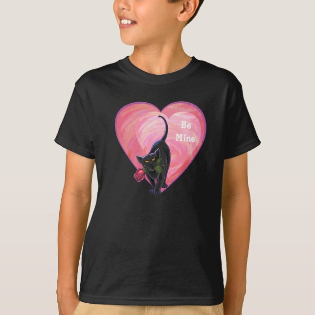 Valentinstag der Schwarzen Katze T-Shirt (Vorderseite)