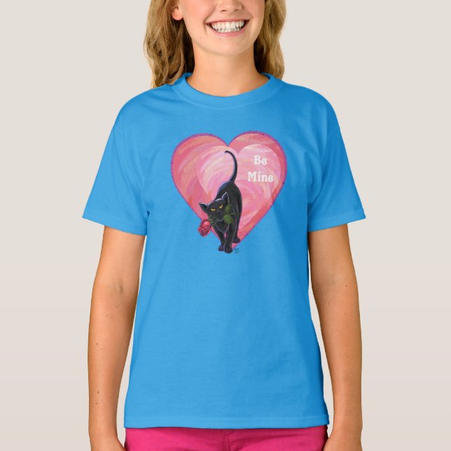Valentinstag der Schwarzen Katze T-Shirt (Vorderseite)