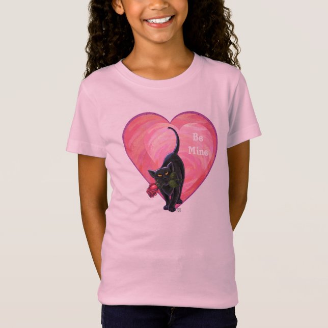 Valentinstag der Schwarzen Katze T-Shirt (Vorderseite)