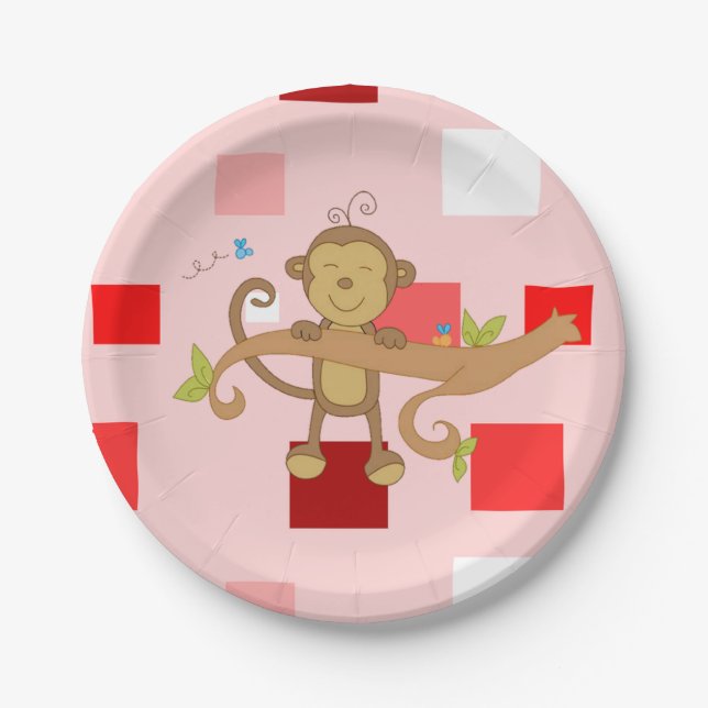 Valentinstag der Teller, Affen Pappteller (Vorderseite)