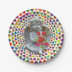 Valentinstag der Teller, Engel Pappteller