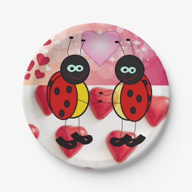 Valentinstag der Teller, Ladybug Pappteller (Vorderseite)
