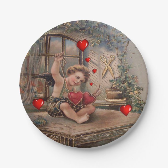 Valentinstag der Teller, Vintag Pappteller (Vorderseite)