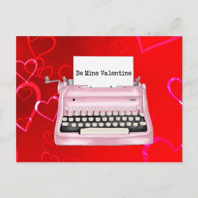 Valentinstag der Vintagen Retro-Schreibmaschine Postkarte (Vorderseite)