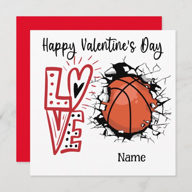 Valentinstag des Basketballspielers mit Liebe Karte (Vorne/Hinten)