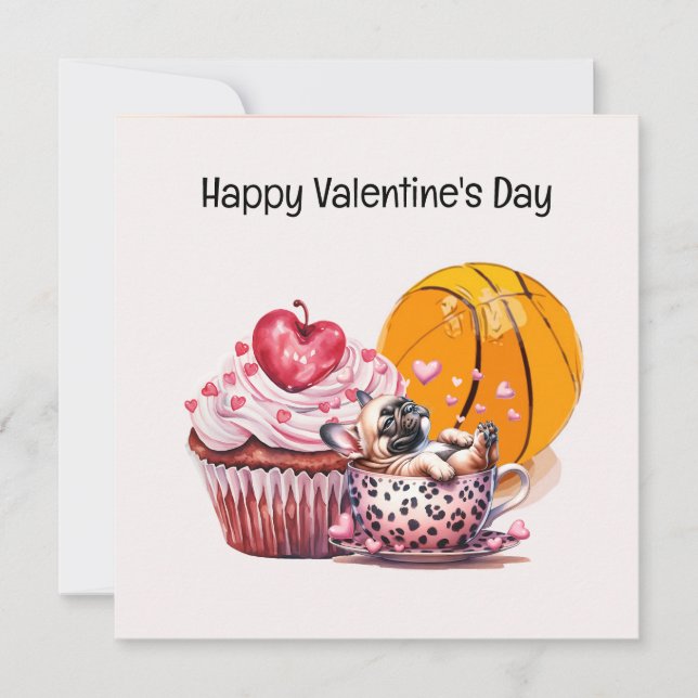 Valentinstag des Basketballspielers mit Liebe Karte (Vorderseite)