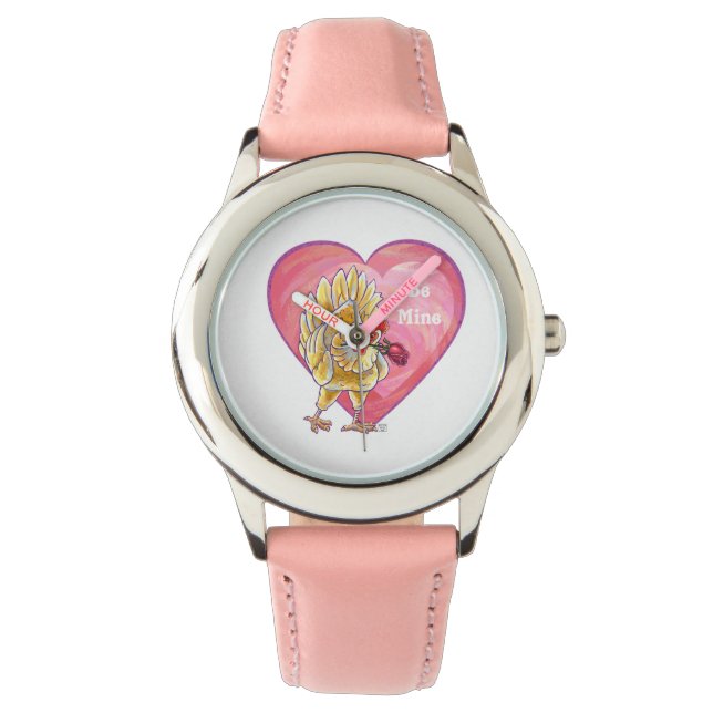 Valentinstag des Hühners Armbanduhr (Vorderseite)