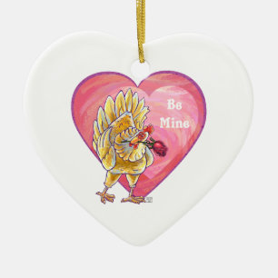 Valentinstag des Hühners Keramik Ornament
