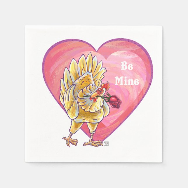 Valentinstag des Hühners Serviette (Vorderseite)