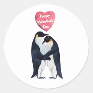 Valentinstag des Kaisers Pinguins   Runder Aufkleber