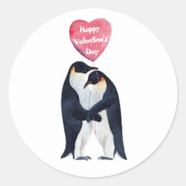 Valentinstag des Kaisers Pinguins Runder Aufkleber