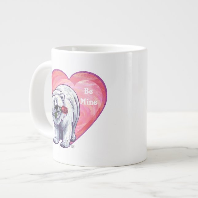 Valentinstag des Polarbären Jumbo-Tasse (Vorderseite Links)